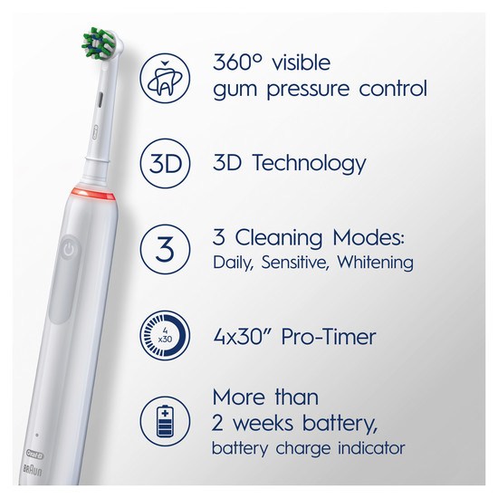 Oral-B Pro 3 3900 Tvåpack Svart och vit Eltandborstar Designed + 3 Borsthuvuden 