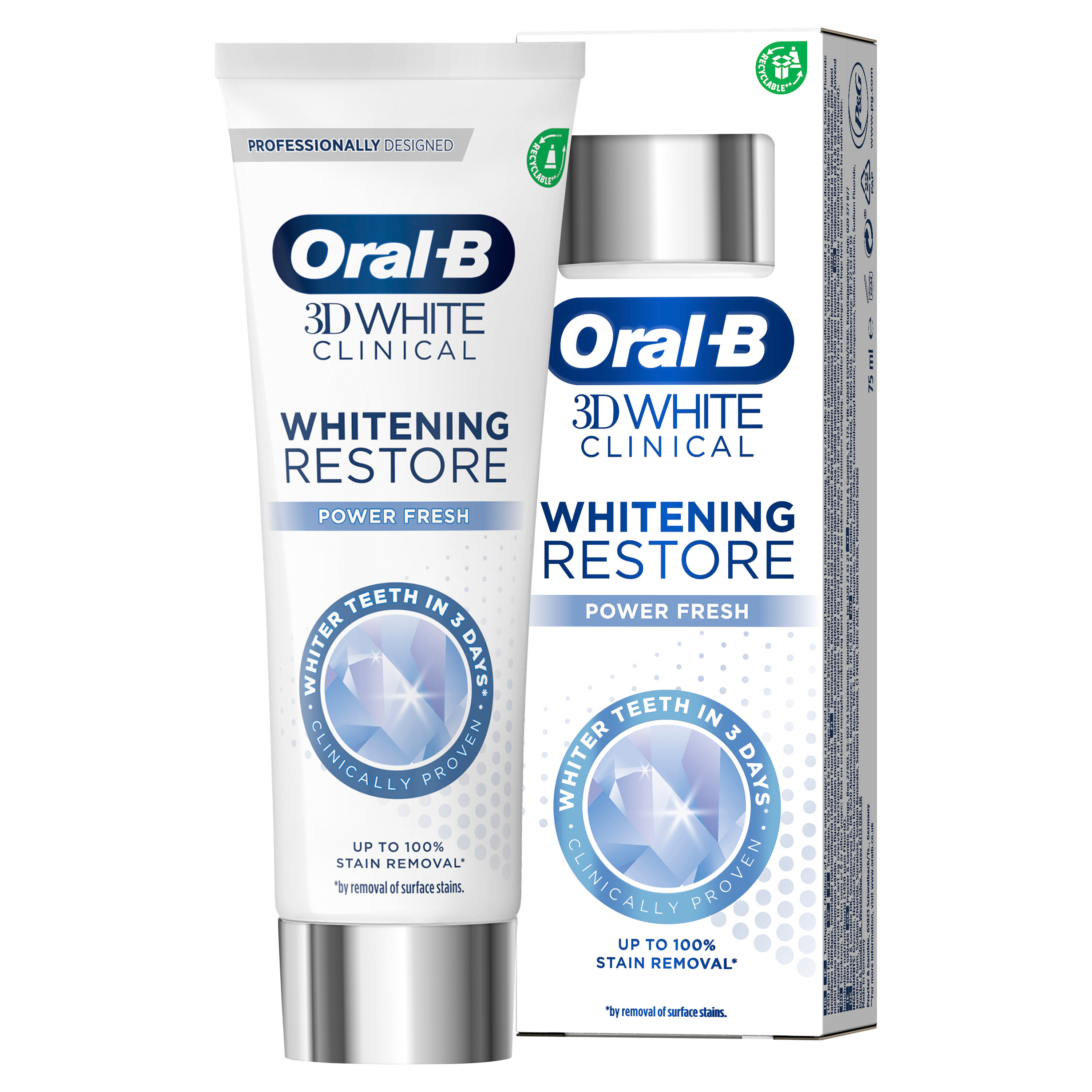 Oral-B 3D White Clinical Power Fresh Tandkräm 75 ml