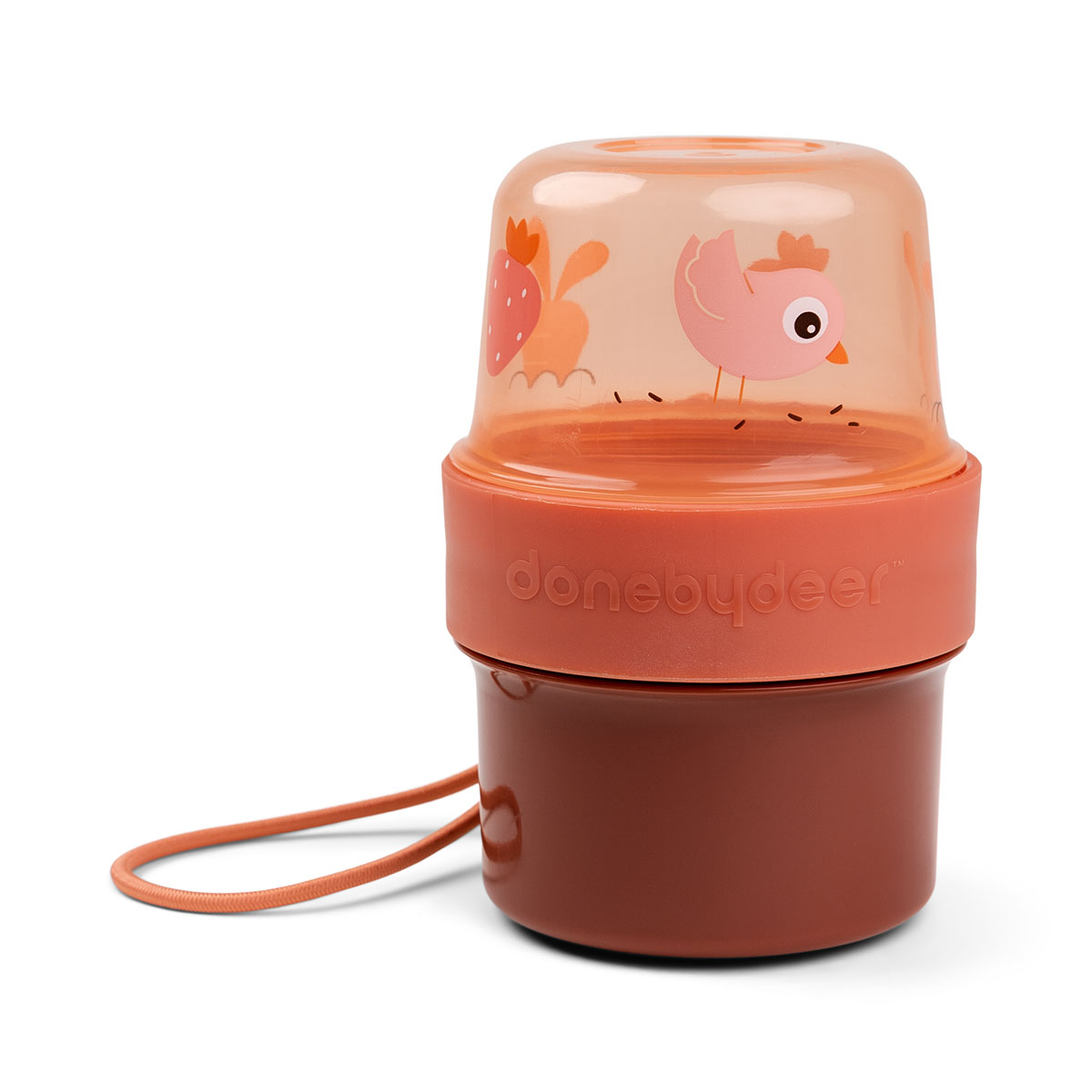 Done by Deer To go 2-way snack container S Birdee Papaya