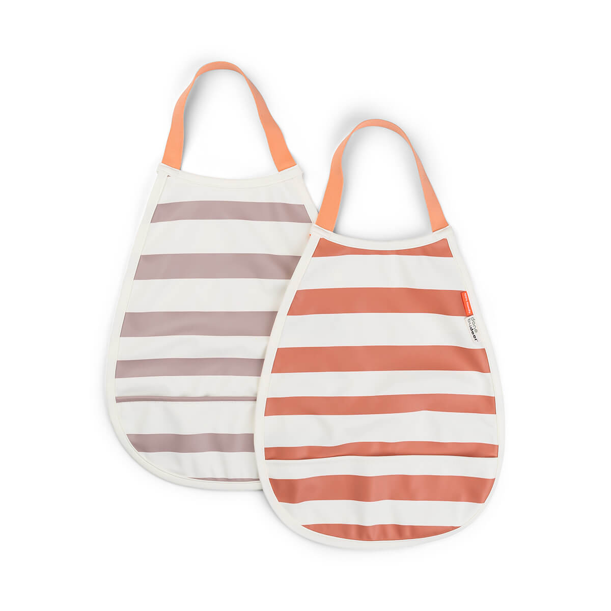 Done by Deer Haklappar Stripes Papaya/Powder 2-pack
