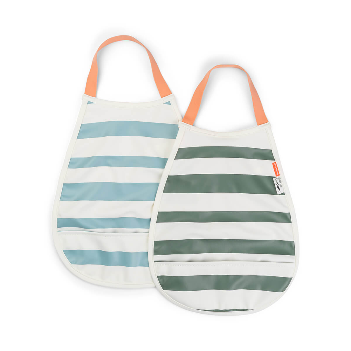 Done by Deer Haklappar Stripes Blue/Green 2-pack