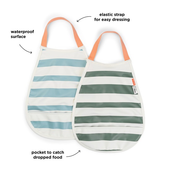 Done by Deer Haklappar Stripes Blue/Green 2-pack