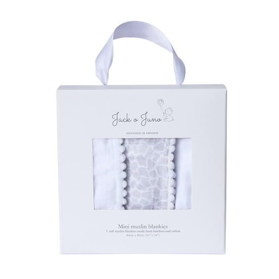 Jack o Juno Pom Pom Mini Muslinfilt Pearl & Giraffe Gray