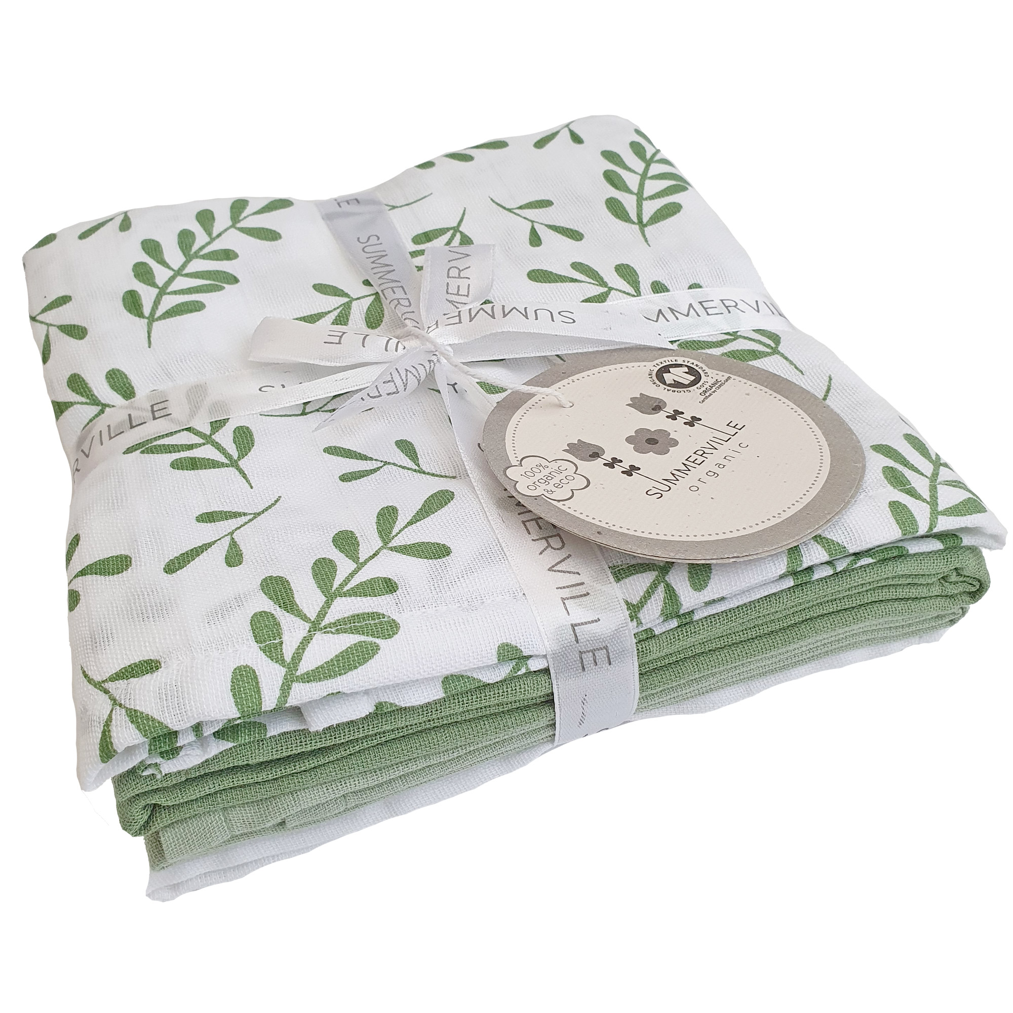 Summerville Muslin Floral Green Eko 4-pack