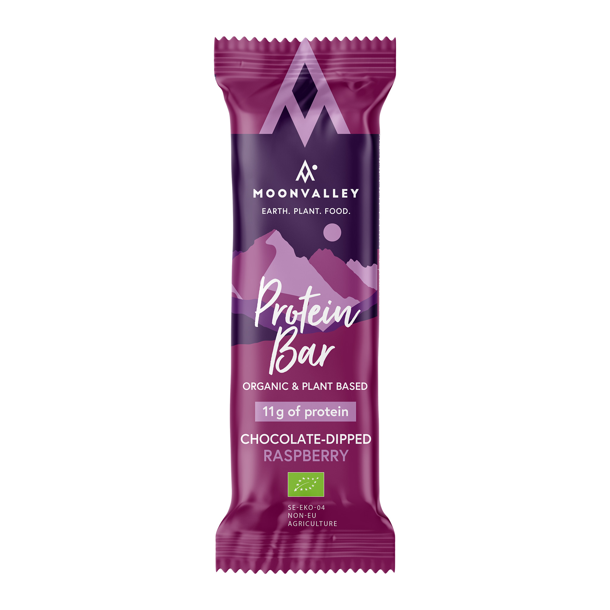 Moonvalley Ekologisk Chokladdoppad Proteinbar Hallon 60 g