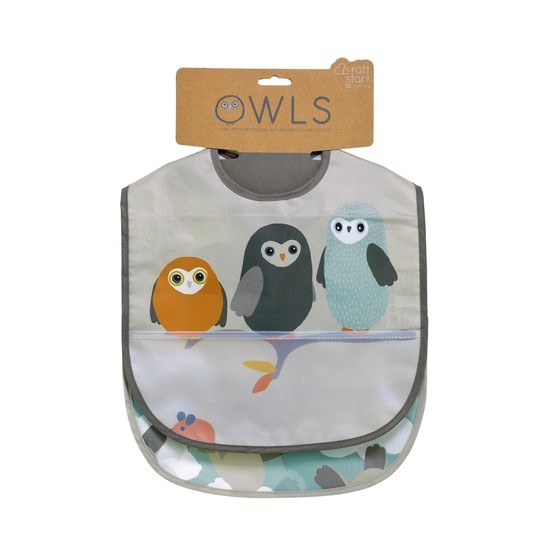 Rätt Start Owls Haklappar med ficka 2-pack