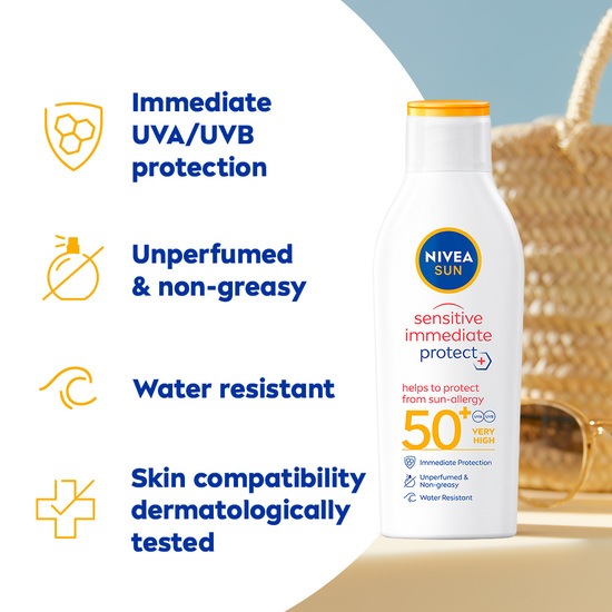 NIVEA SUN Solkräm Sensitive Immediate Protect Sun-Allergy Lotion SPF50+ 200 ml