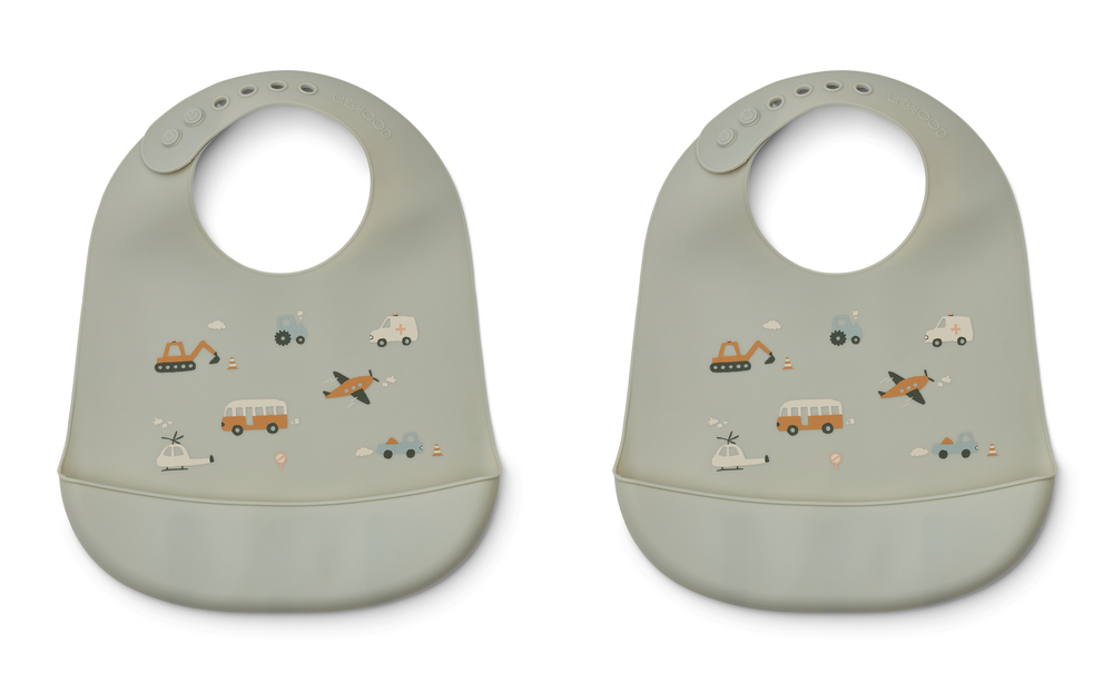 LIEWOOD Tilda Silikonhaklappar Vehicles Dove Blue 2-pack