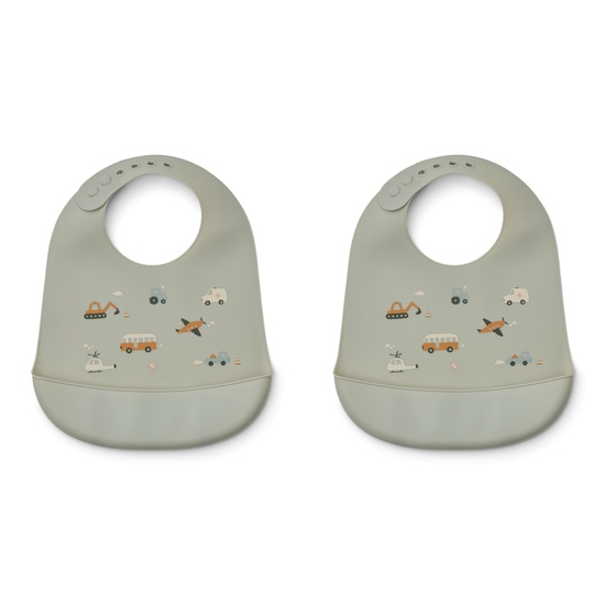 LIEWOOD Tilda Silikonhaklappar Vehicles Dove Blue 2-pack
