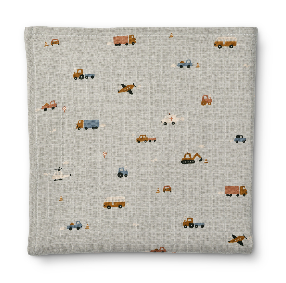 LIEWOOD Ben Muslinfilt Vehicles Dove Blue 110x110cm