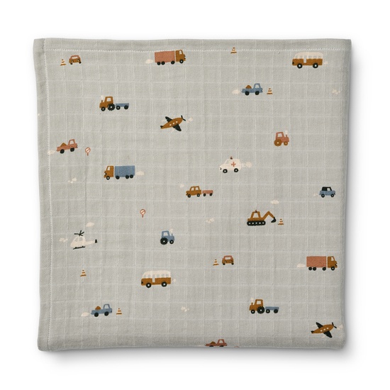 LIEWOOD Ben Muslinfilt Vehicles Dove Blue 110x110cm