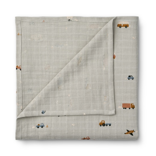 LIEWOOD Ben Muslinfilt Vehicles Dove Blue 110x110cm