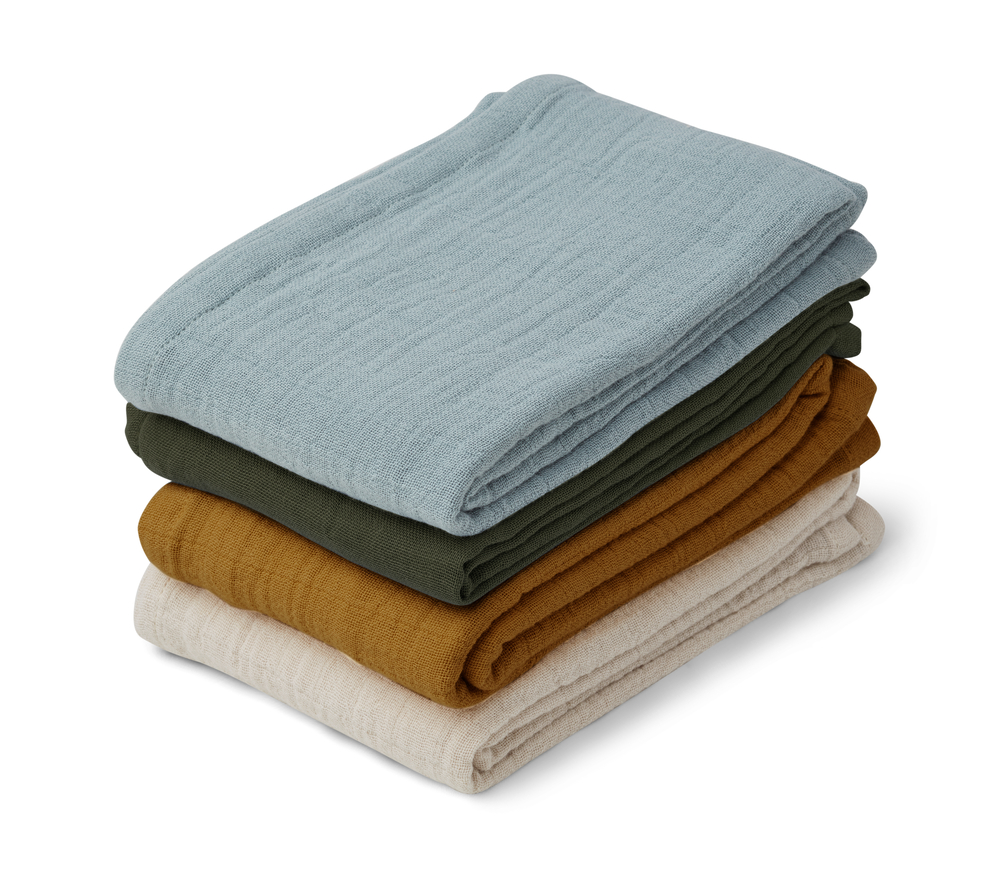 LIEWOOD Leon Muslindukar Blue Multi 60x60cm 4-pack