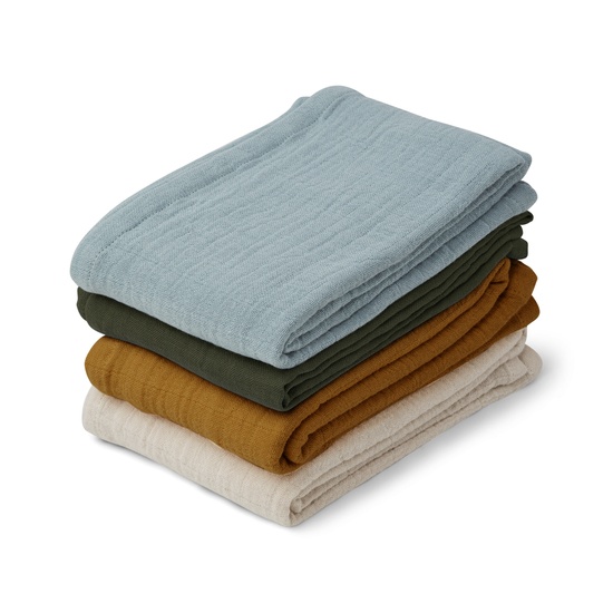 LIEWOOD Leon Muslindukar Blue Multi 60x60cm 4-pack