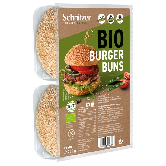 Schnitzer Glutenfritt Ekologiskt Hamburgerbröd 4x62,5 g 
