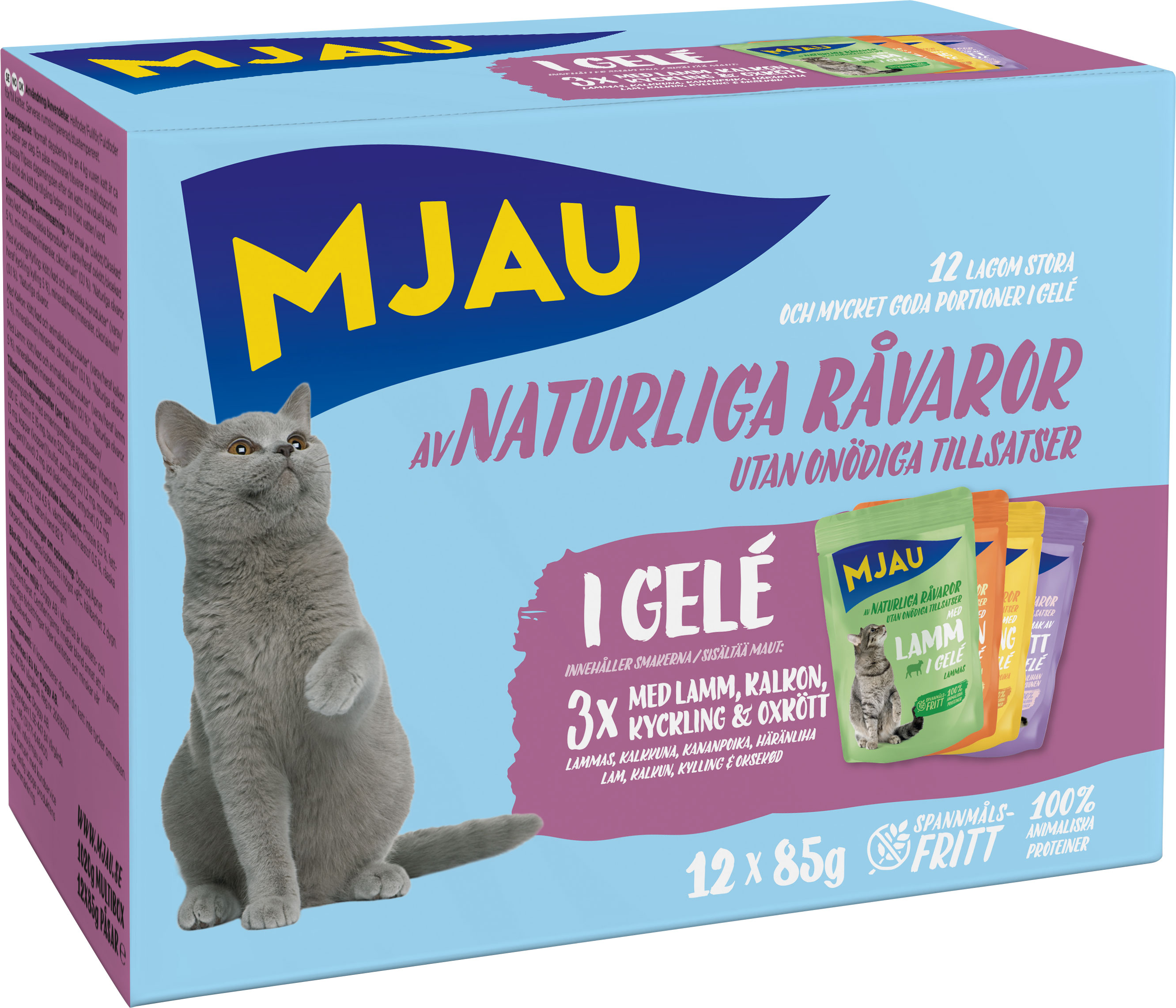 Mjau Pouch Multipack Köttsmaker i Gelé 12x85 g
