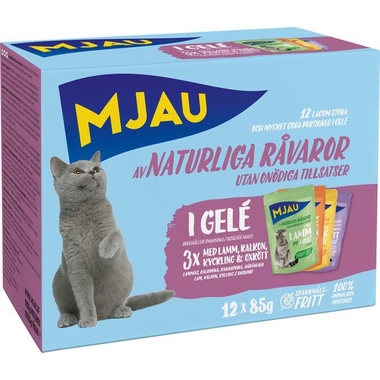 Mjau Pouch Multipack Köttsmaker i Gelé 12x85 g