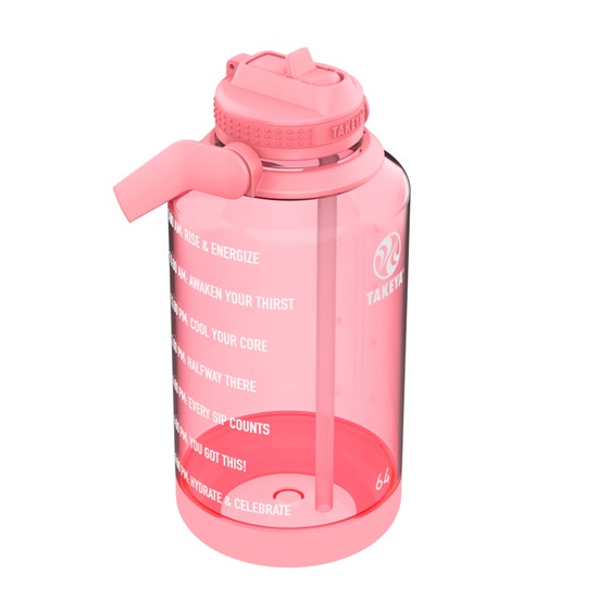Takeya Tritan Motivational Straw Bottle Flutter Pink 1,9 liter
