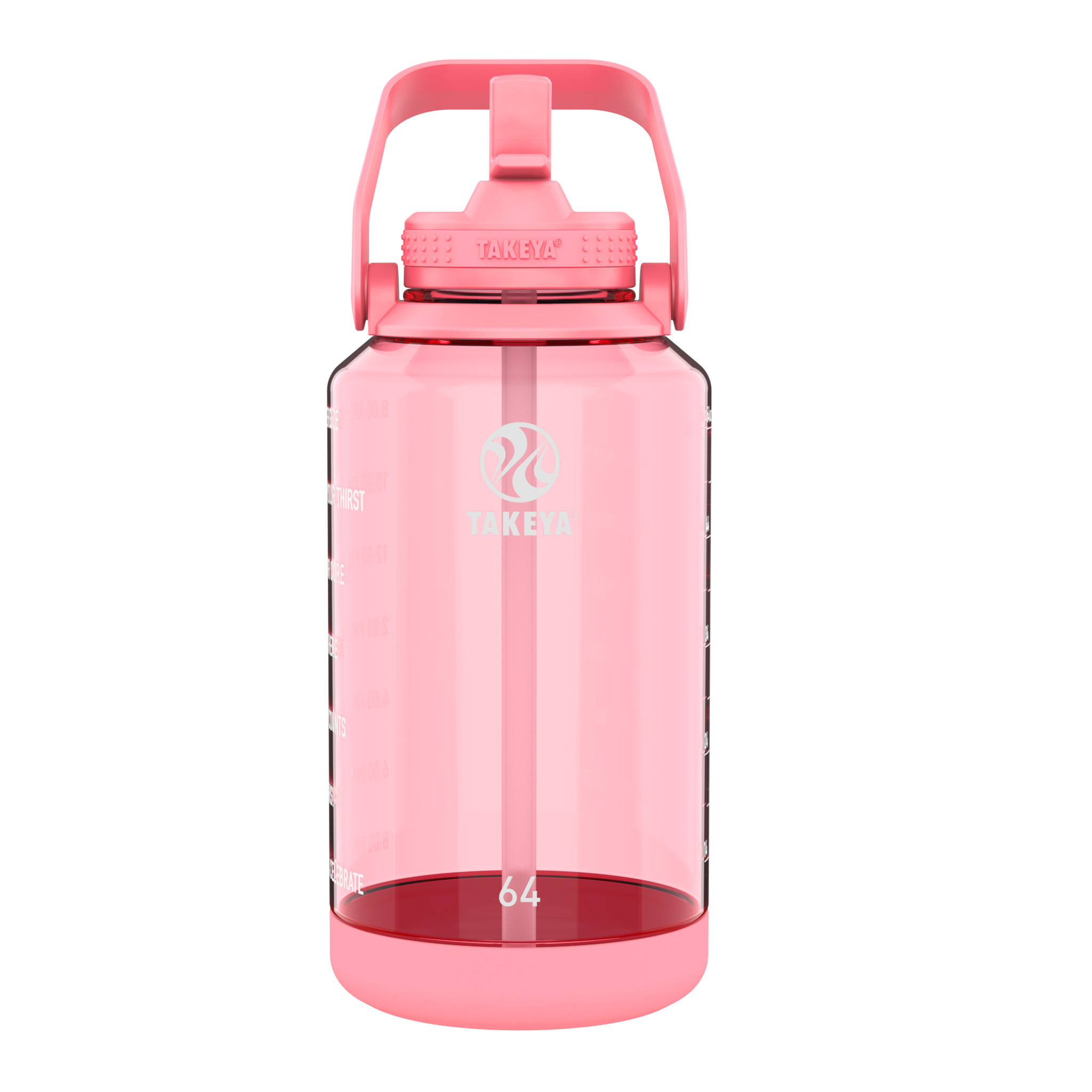 Takeya Tritan Motivational Straw Bottle Flutter Pink 1,9 liter