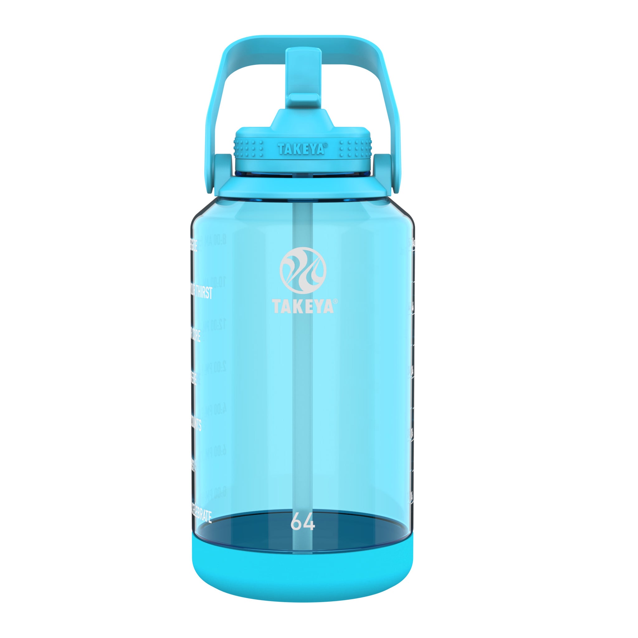 Takeya Tritan Motivational Straw Bottle Breezy Blue 1,9 liter
