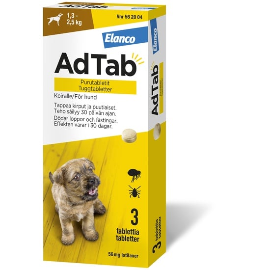 AdTab 56 mg tuggtabletter för hund 1,3–2,5 kg