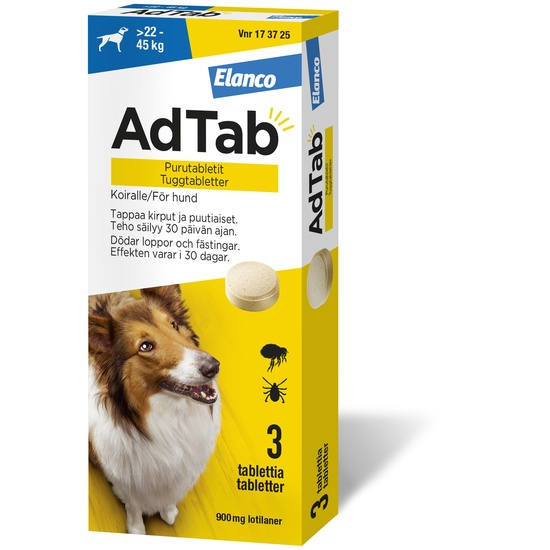 AdTab 900 mg Tuggtabletter för Hund > 22–45 kg 3 st