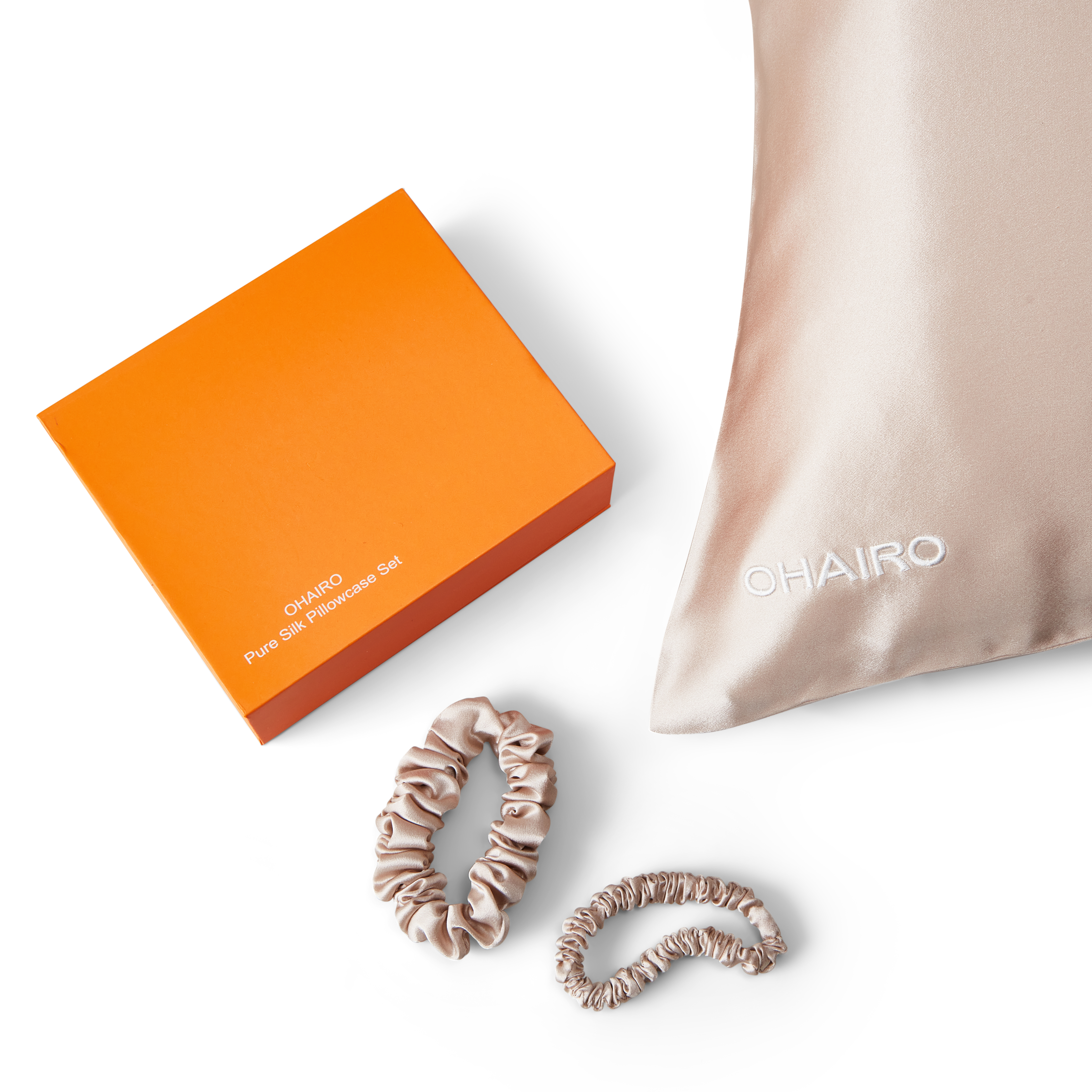 OHAIRO Pure Silk Pillow Case Set Champagne