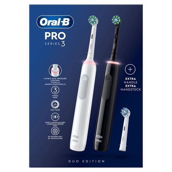Oral-B Pro Series 3 Duopack Svart och Vit Eltandborste Designed by Braun
