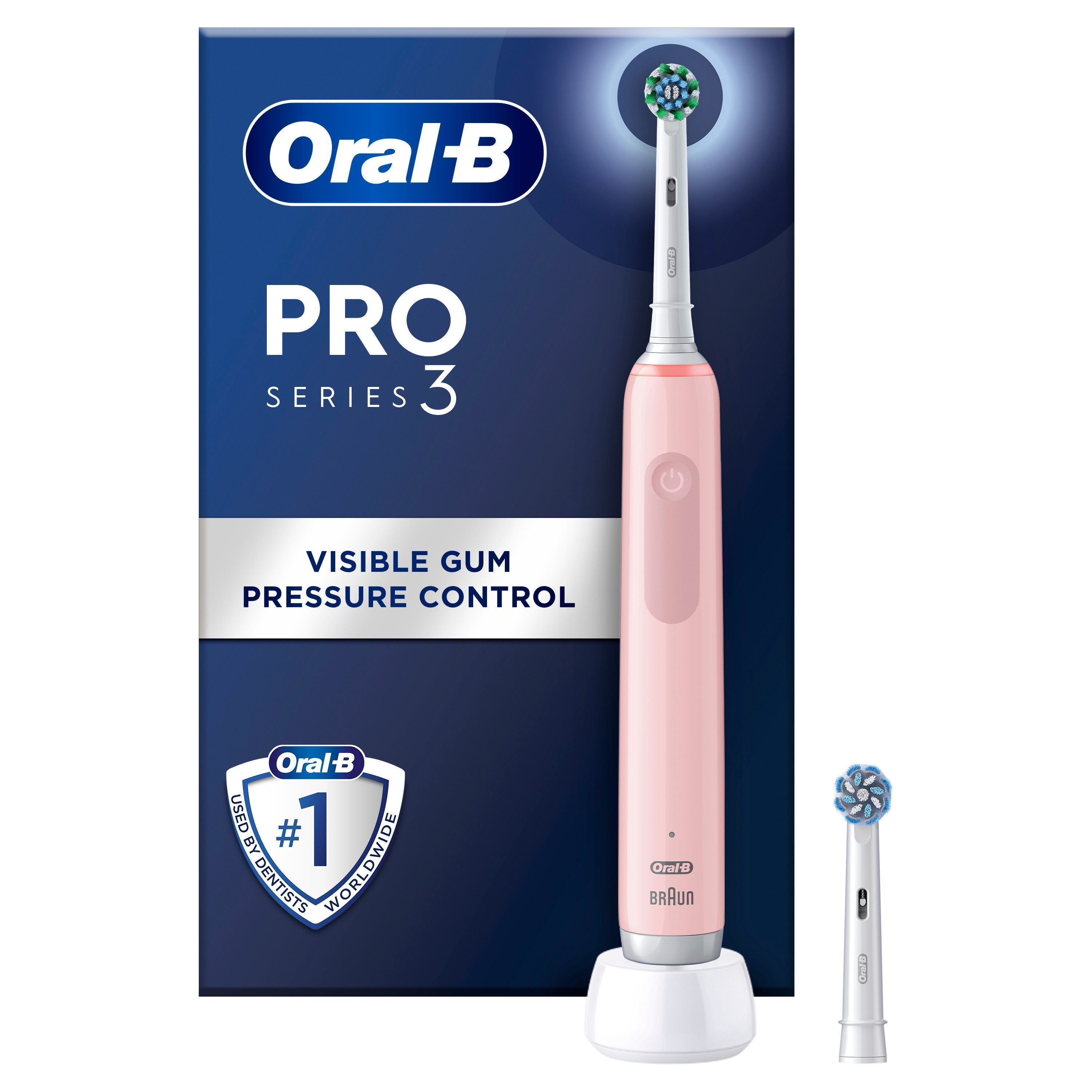 Oral-B Pro S3 Rosa Eltandborste med 2 Cross Action Tandborsthuvuden