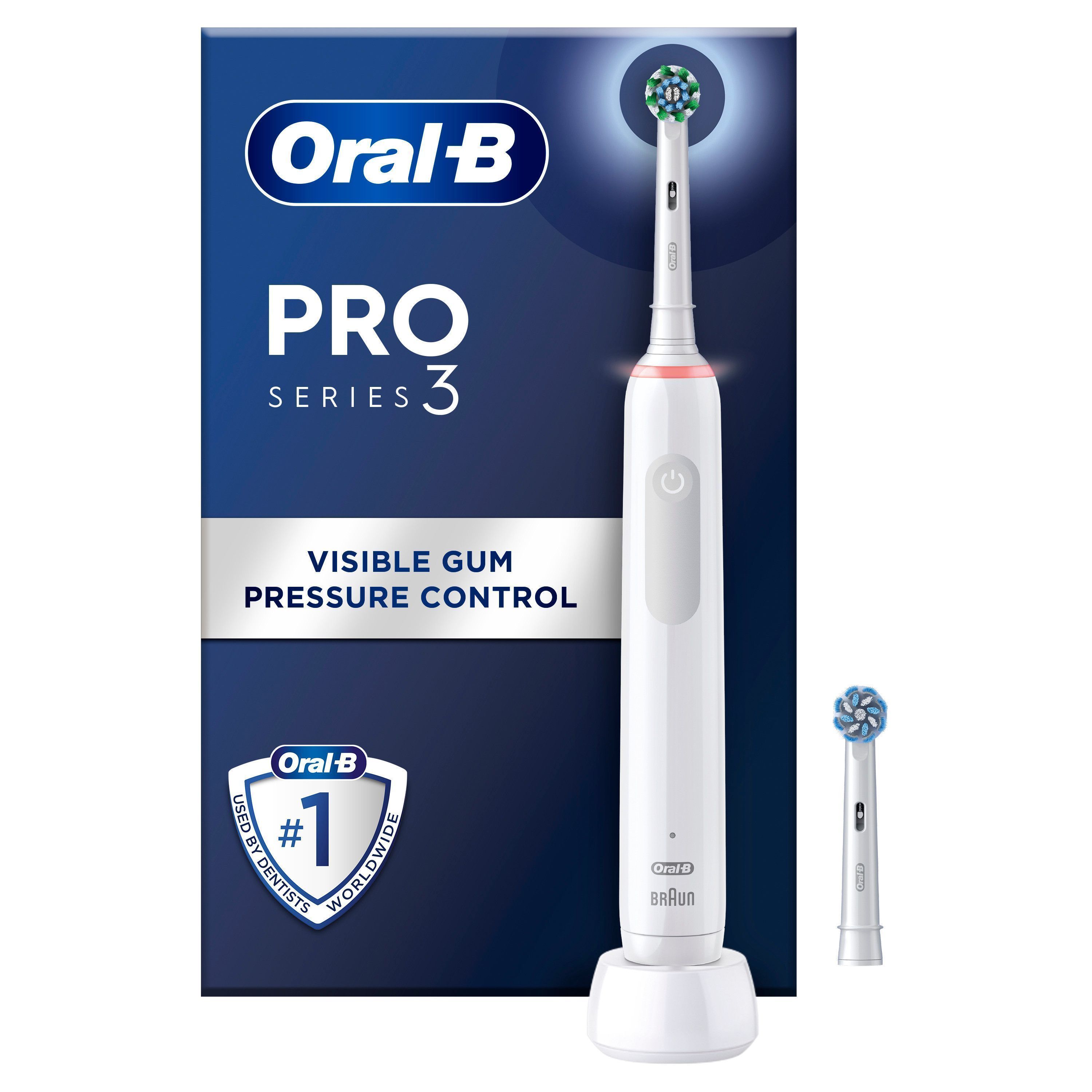 Oral-B S3 Vit Eltandborste 2 Cross Action Tandborsthuvuden