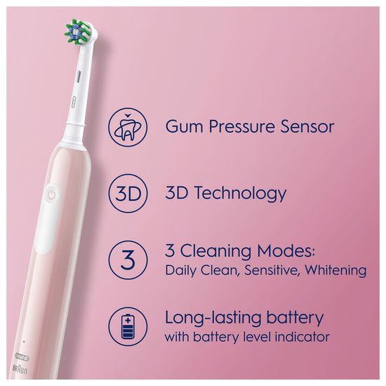 Oral-B Pro Series 1 Rosa Eltandborste 2 Tandborsthuvuden Designed by Braun