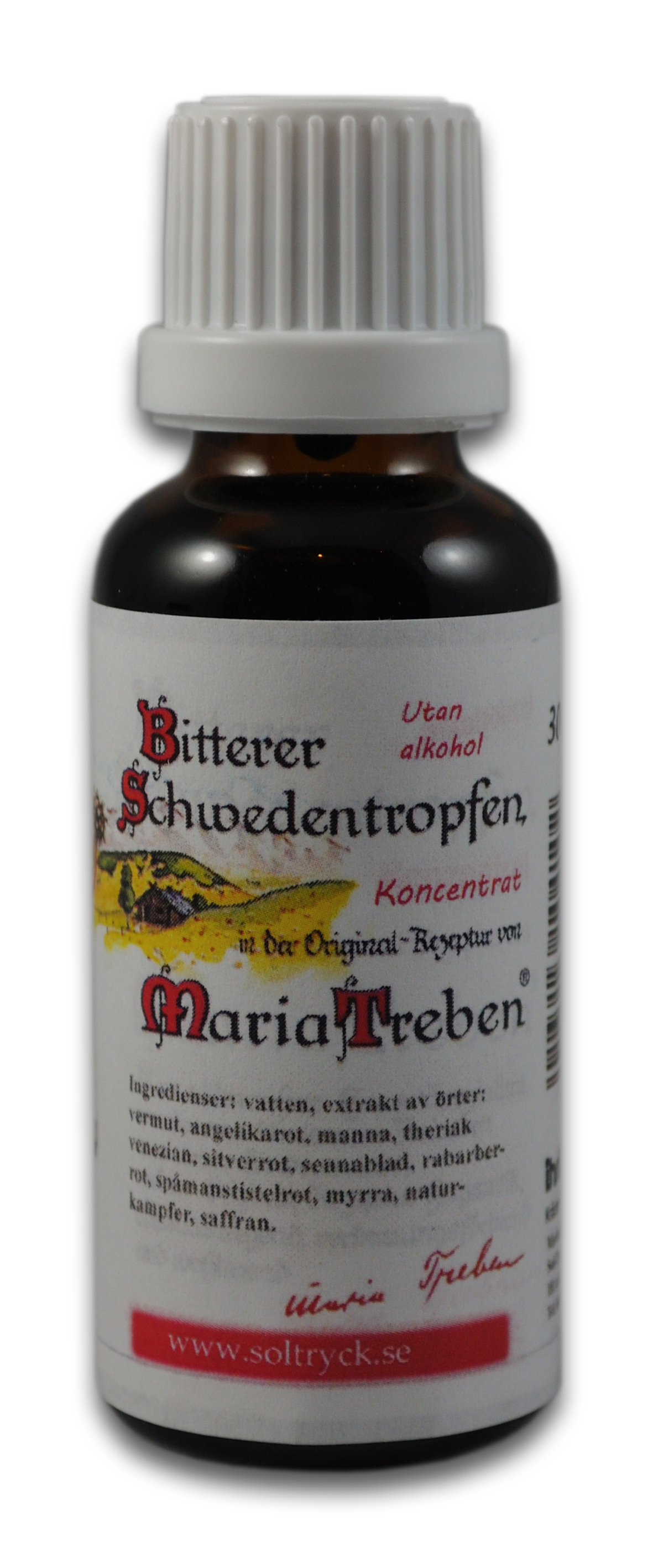 Maria Treben Bitterer Schwedentropfen/MT Svenskdroppar Koncentrat Utan Alkohol 30 ml
