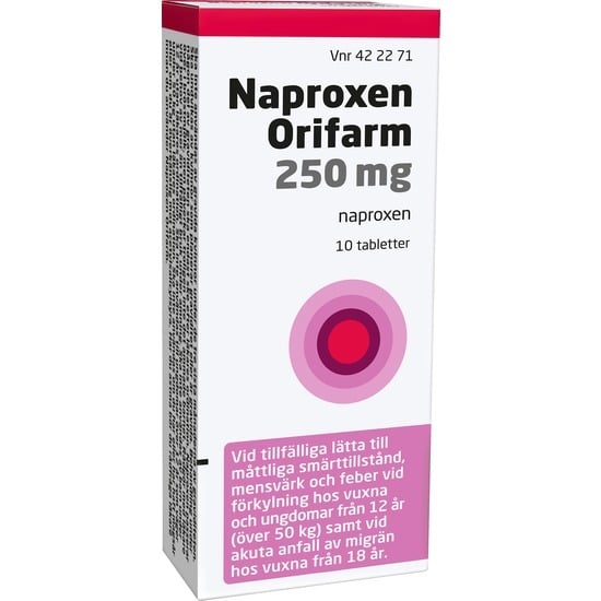 Naproxen Orifarm, tablett 250 mg 10 st