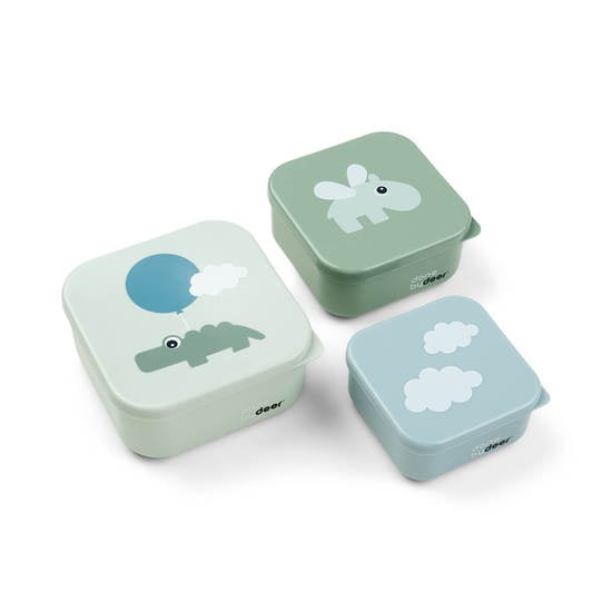 Done by Deer Snack Box Happy Clouds Green 3-pack