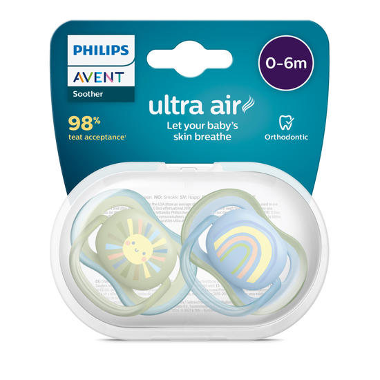 Philips Avent Ultra Air Napp 0-6 m Ljusblå/Grön 2 st