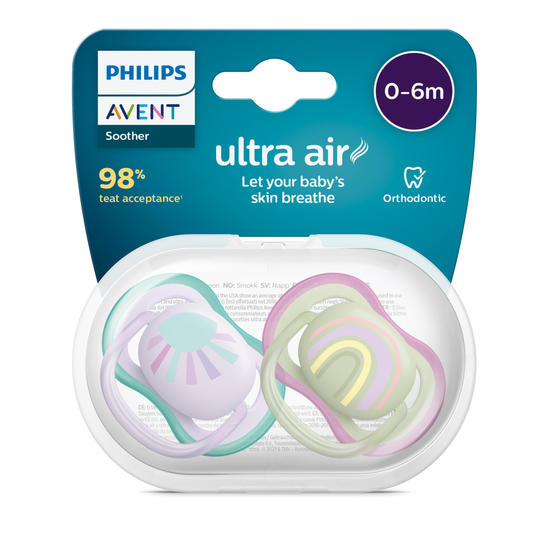 Philips Avent Ultra Air Napp 0-6 m Lila/Grön 2 st