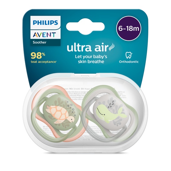 Philips Avent Ultra Air Napp 6-18 månader Grå/Grön 2-pack