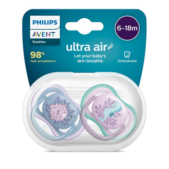 Philips Avent Ultra Air Napp 6-18 månader Blå/Lila 2 st