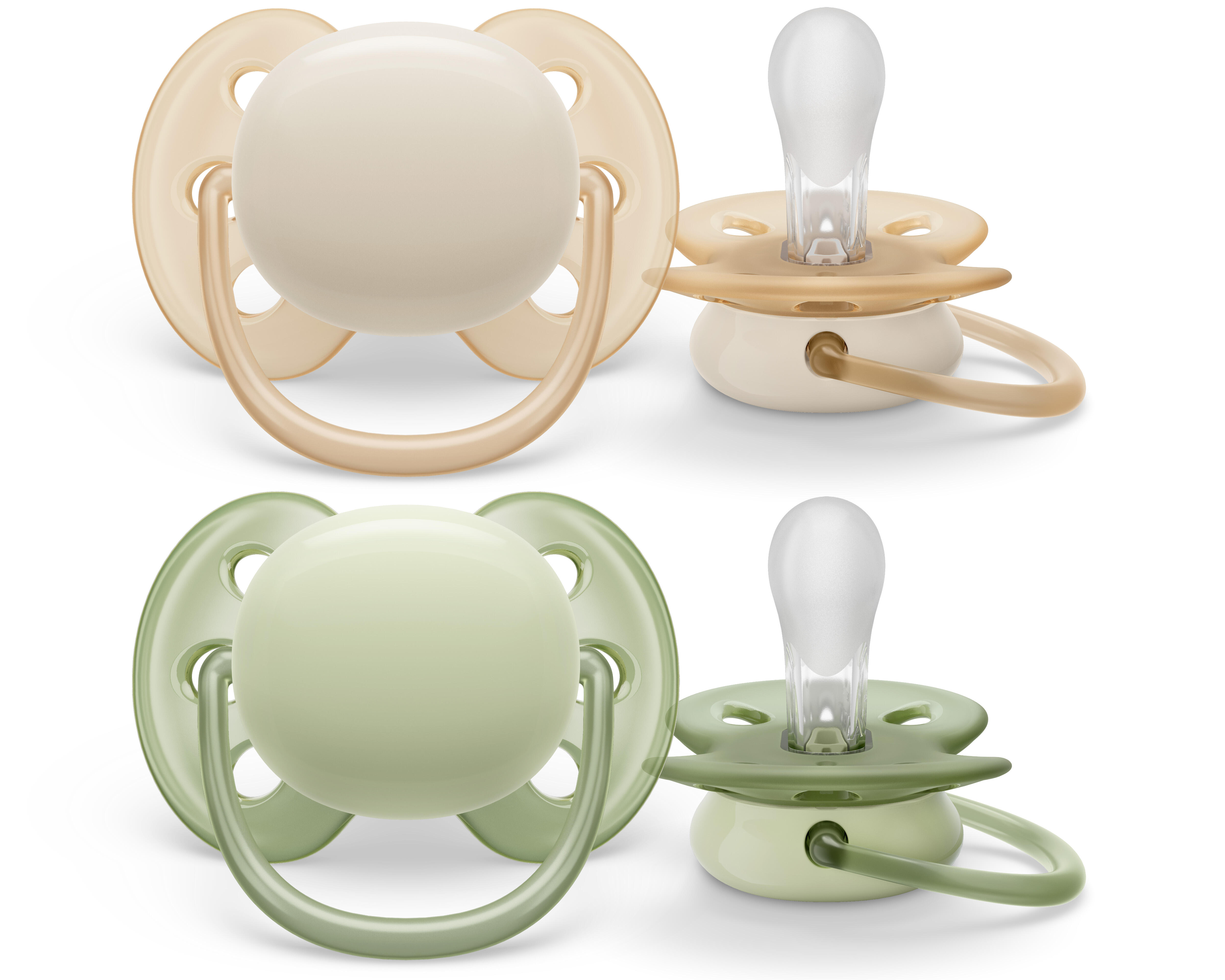 Philips Avent Ultra Soft Napp 0-6m Grön/Beige 2 st