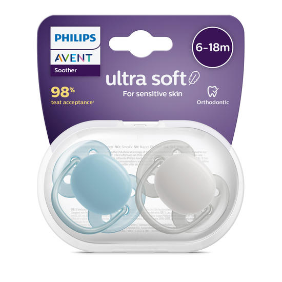 Philips Avent Ultra Soft Napp 6-18 mån Turkos/Grå 2-pack