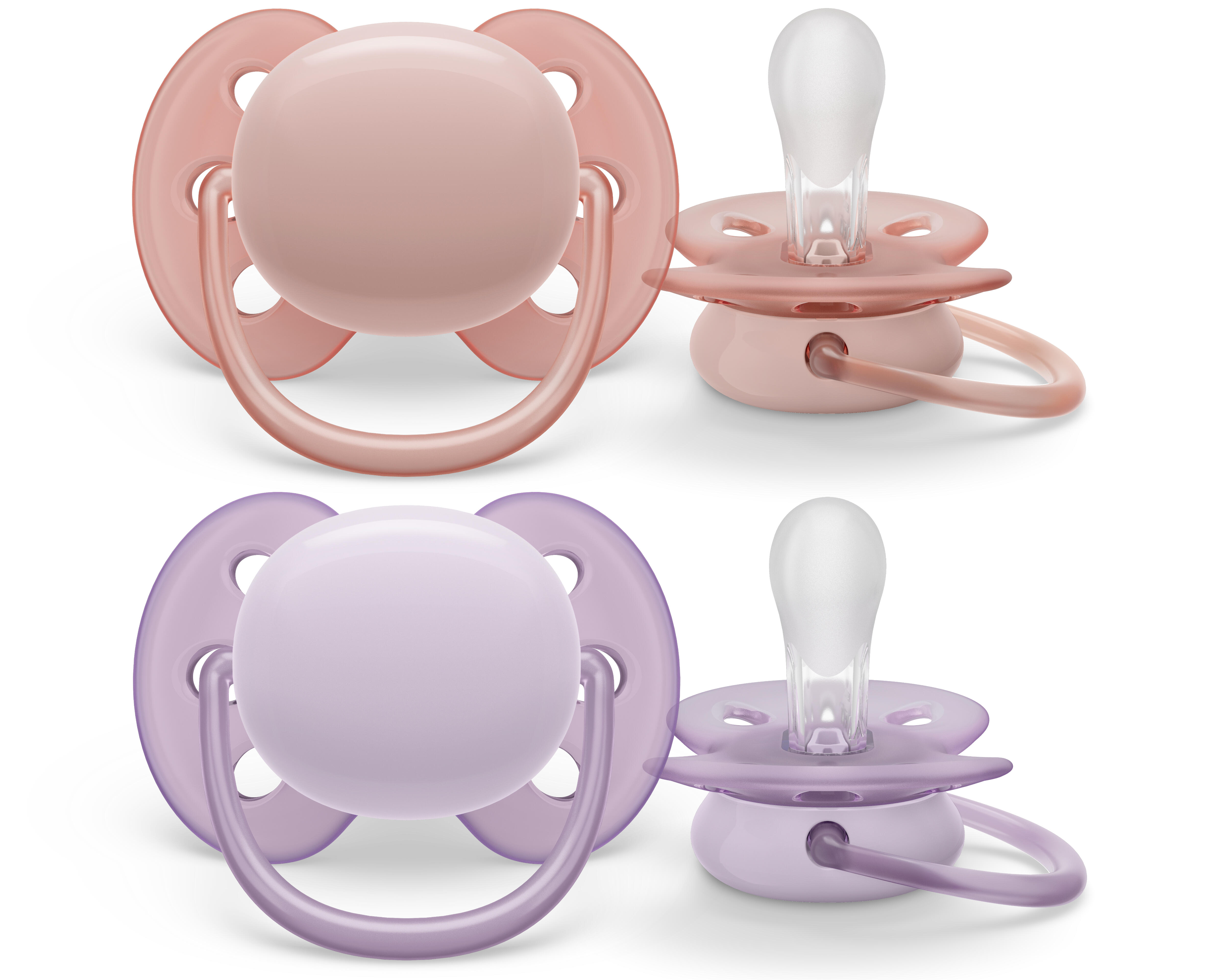 Philips Avent Ultra Soft Napp 0-6m Rosa/Lila 2 st