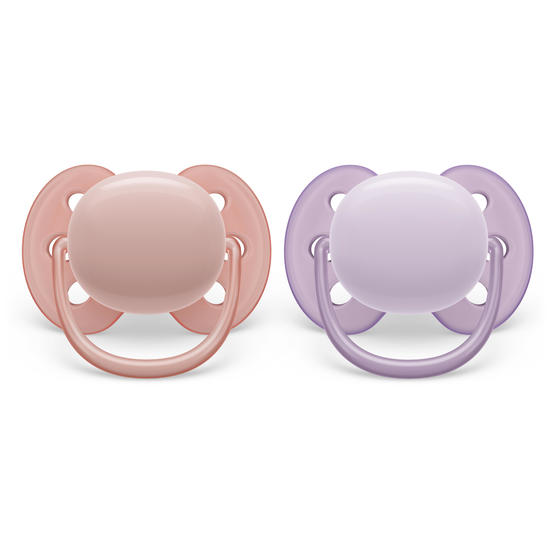 Philips Avent Ultra Soft Napp 0-6m Rosa/Lila 2 st