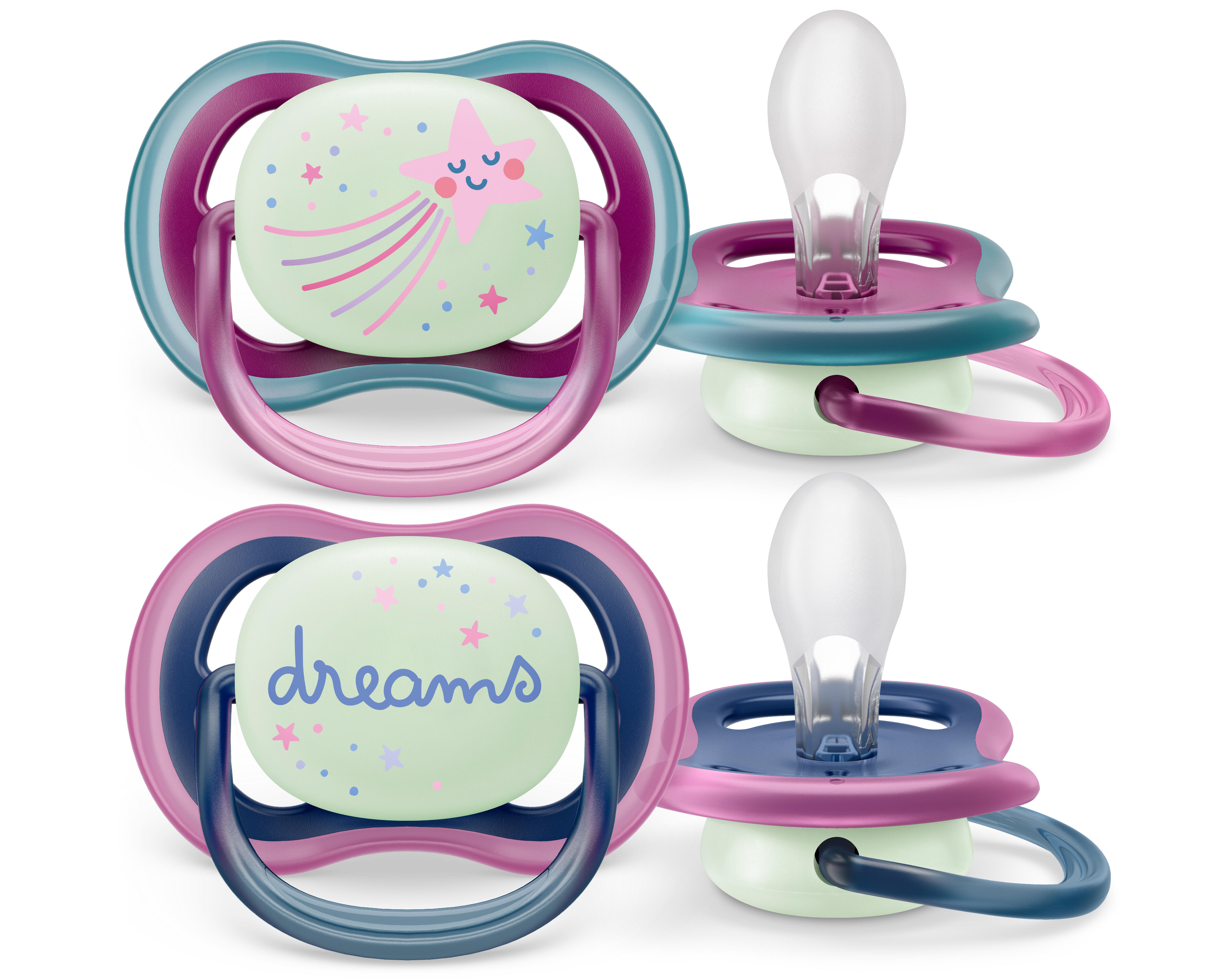 Philips Avent Ultra Air Nattnapp 6-18 månader Blå/Lila 2 st