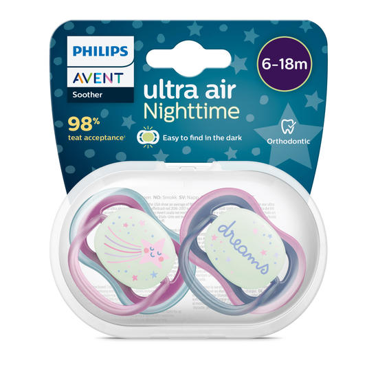 Philips Avent Ultra Air Nattnapp 6-18 månader Blå/Lila 2 st