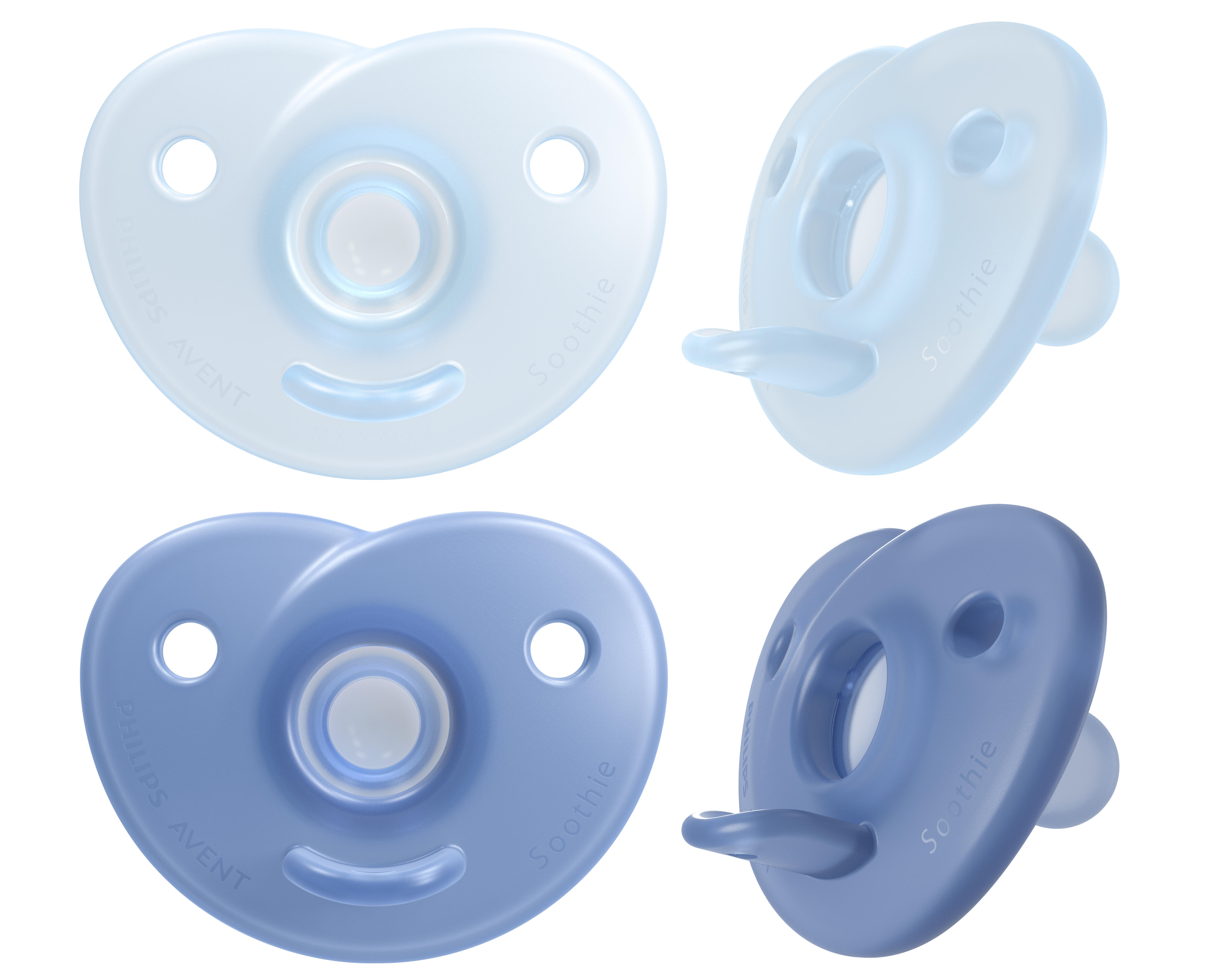 Philips Avent Curved Soothie 0-6 m Blå/Ljusblå 2 st