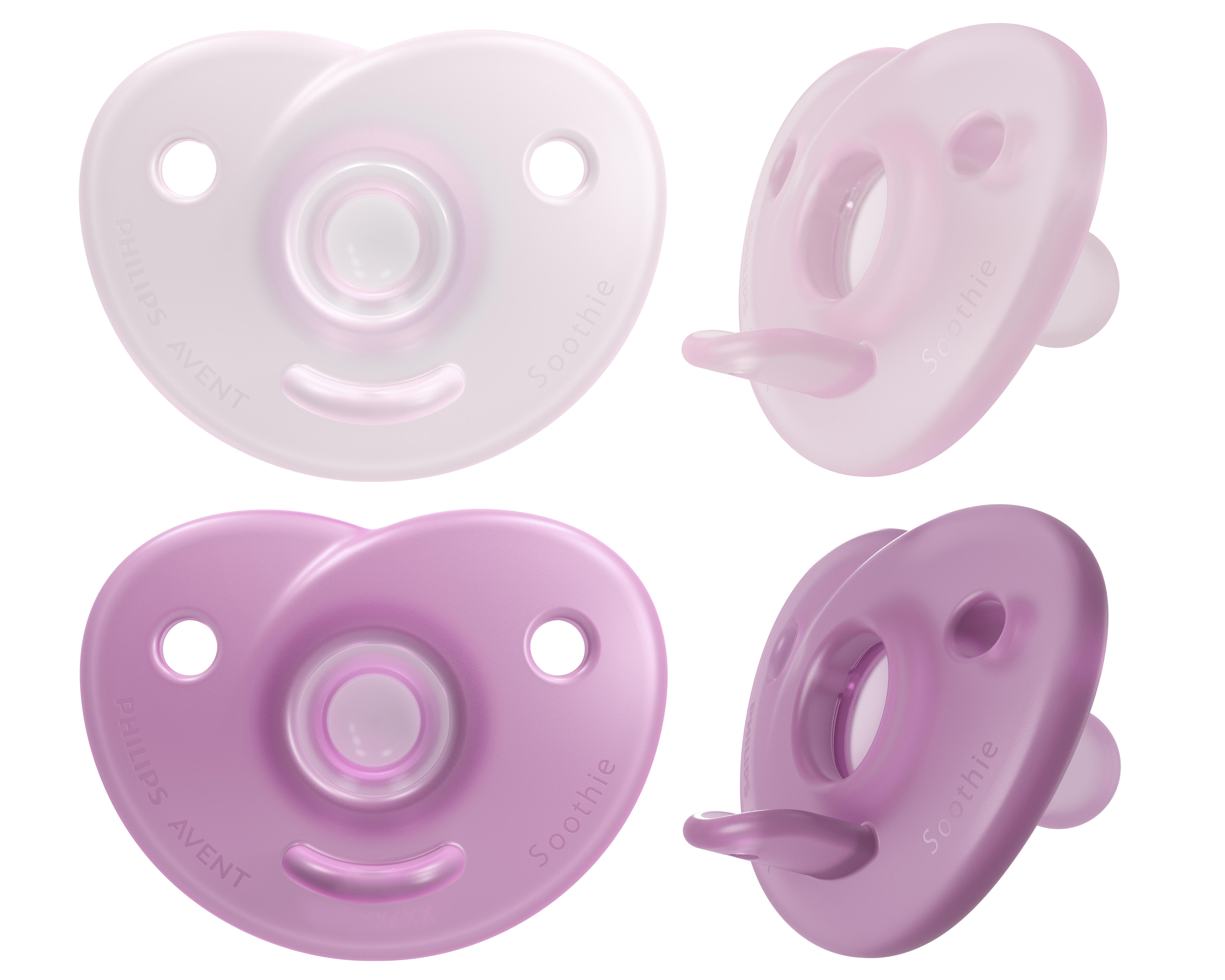 Philips Avent Curved Soothie 0-6 m Rosa/Ljusrosa 2 st