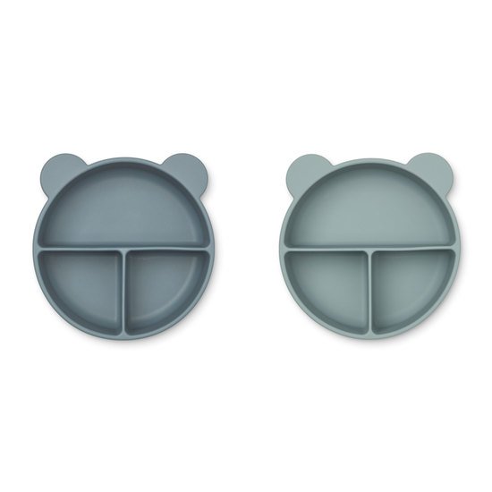 LIEWOOD Connie Facktallrik Whale Blue Mix 2-pack