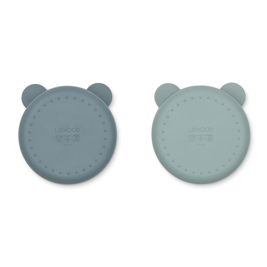 LIEWOOD Connie Facktallrik Whale Blue Mix 2-pack
