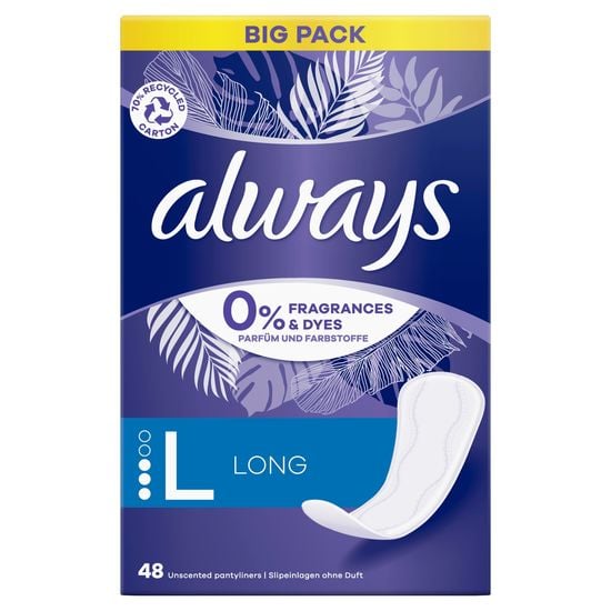 Always Daily Protect Long Trosskydd 0% Doft och Färgämnen 48 st