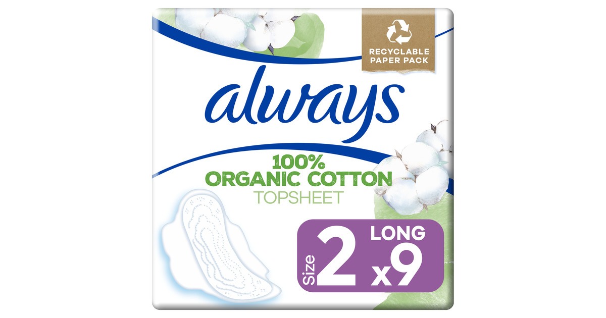 Köp Always Cotton Protection Ultra Lång Bindor 9 st | MEDS Apotek
